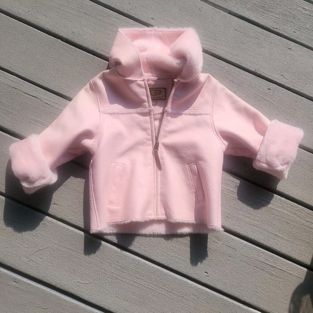 UGG Australia Girl's Sundance Jacket Coat Pink Size 6T Leather Sheepskin